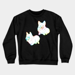 Holographic fat corgi magnet pattern Crewneck Sweatshirt